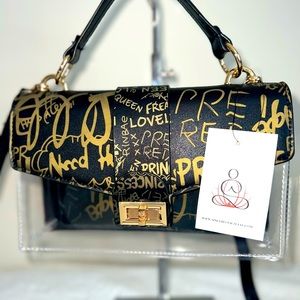 New Black & Gold Clear Graffiti Handbag with insert.